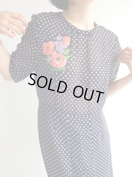 画像2: ★水玉とお花ちゃんのガーリーワンピ (2)