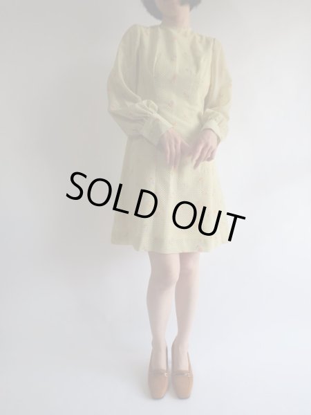 画像2: ★お仕立て品*お花刺繍のドットワンピ (2)