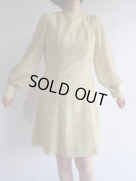 画像4: ★お仕立て品*お花刺繍のドットワンピ (4)
