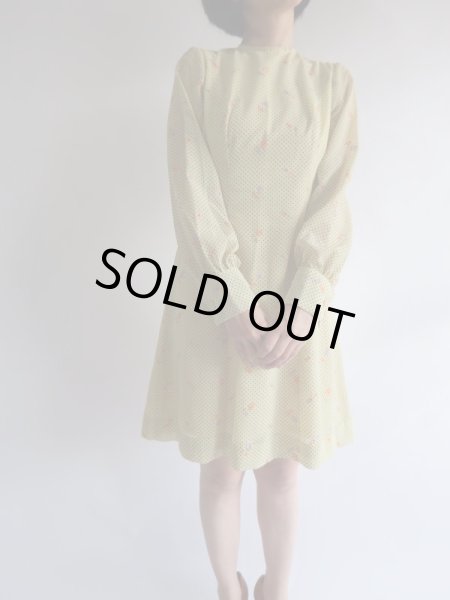 画像3: ★お仕立て品*お花刺繍のドットワンピ (3)