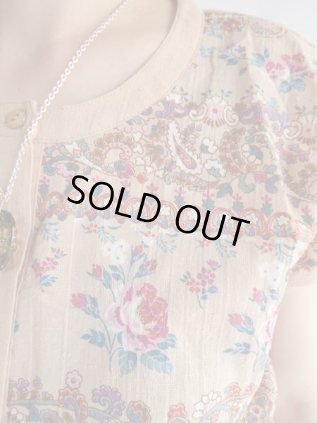 画像4: ★未使用*バラとペイズリー柄のキュートなコットンワンピ (4)