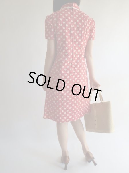 画像6: ★未使用*お仕立て品お花＆ドット柄ワンピR (6)