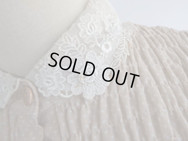 画像7: ミニドット柄のお花レース切り替えワンピ (7)