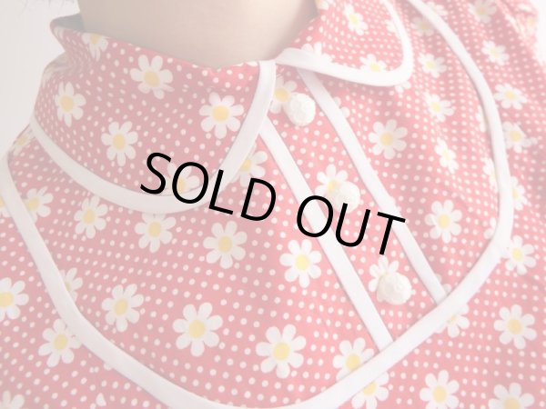 画像3: ★未使用*お仕立て品お花＆ドット柄ワンピR (3)