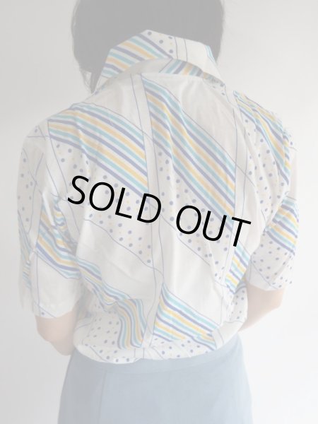 画像2: ★未使用*カラフル水玉とライン柄トップス (2)