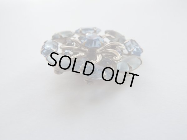 画像4: アイスブルーマーキスラインストーンのブローチ (4)