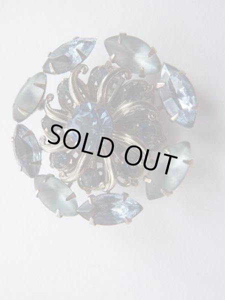 画像2: アイスブルーマーキスラインストーンのブローチ (2)