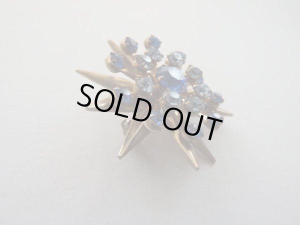 画像3: ブルーラインストーンのスターバーストブローチ (3)