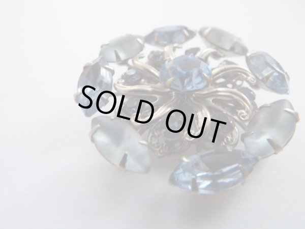 画像3: アイスブルーマーキスラインストーンのブローチ (3)