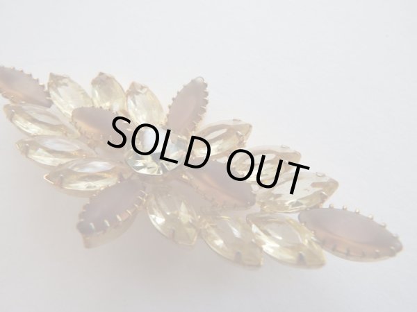 画像6: レモンイエローマーキスラインストーンブローチ (6)