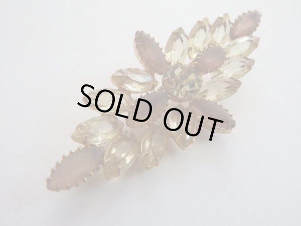 画像3: レモンイエローマーキスラインストーンブローチ (3)