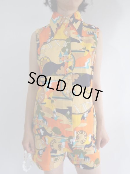 画像2: ★未使用*極上レトロ柄セットアップ(パンツはウエストゴム♪) (2)