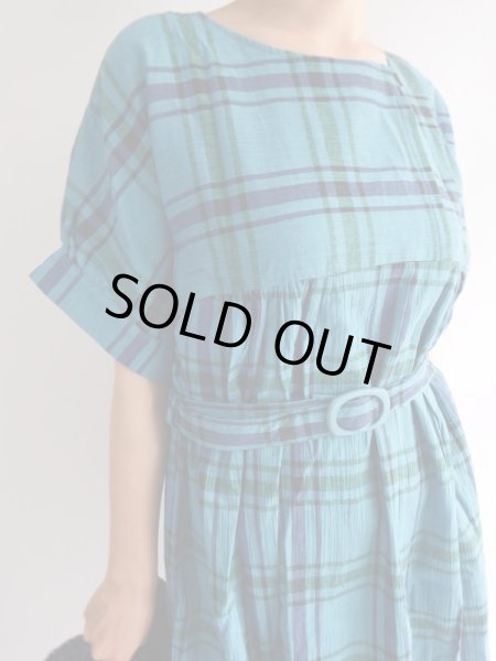 画像3: ★未使用*コットン素材の格子柄ワンピ (3)