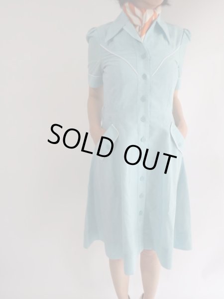 画像2: ★水色×白vintageワンピ (2)