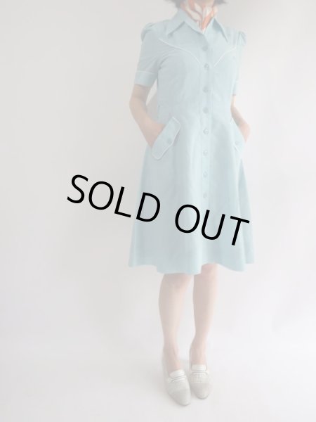 画像3: ★水色×白vintageワンピ (3)