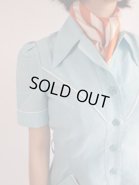 画像6: ★水色×白vintageワンピ (6)