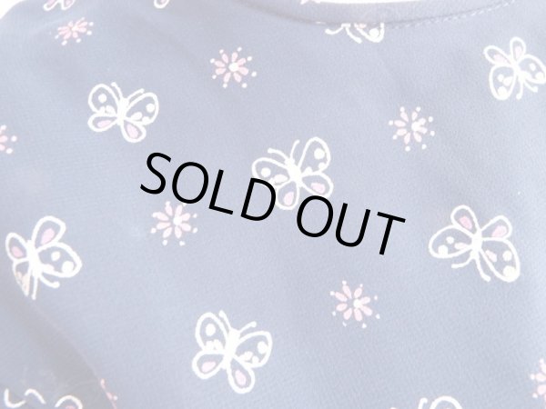 画像7: ★紺地にお花とチョウチョ柄ワンピ (7)