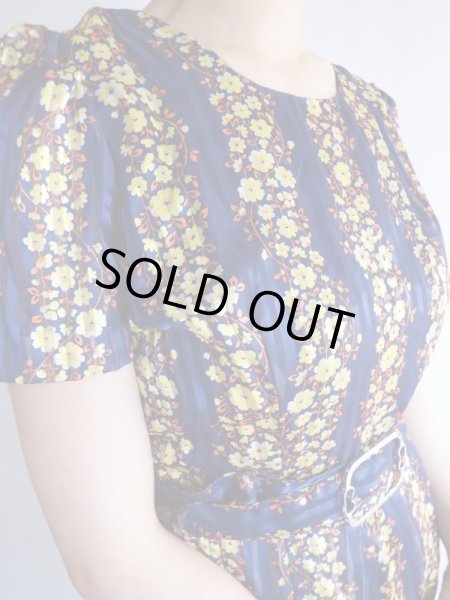 画像5: ★お仕立て品*ストライプ透かしの花柄ワンピ (5)