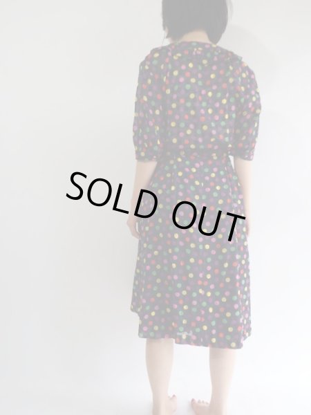 画像4: ★スイス製生地*カラフル水玉ワンピ (4)
