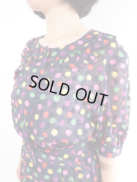 画像5: ★スイス製生地*カラフル水玉ワンピ (5)