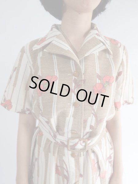 画像5: ★レトロキュートなお花ちゃんストライプワンピ (5)