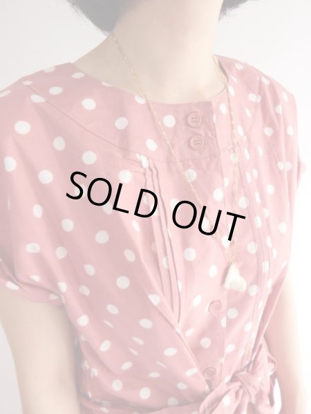 画像7: ★ピンク×白水玉コットンワンピ (7)