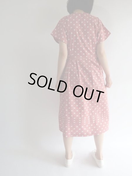 画像4: ★ピンク×白水玉コットンワンピ (4)