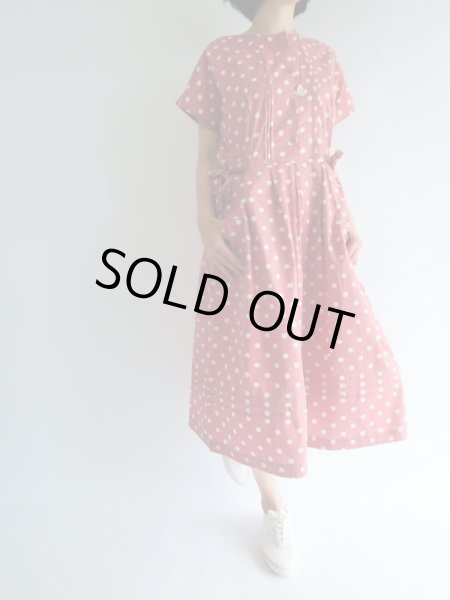 画像2: ★ピンク×白水玉コットンワンピ (2)
