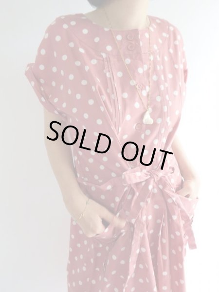 画像6: ★ピンク×白水玉コットンワンピ (6)