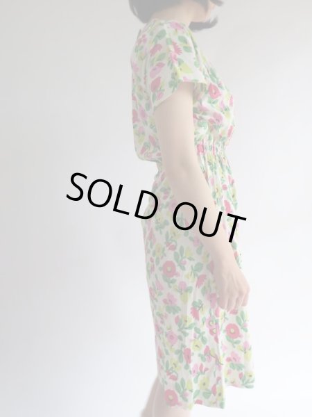 画像2: ★お仕立て品*カラフルお花のコットンワンピ (2)
