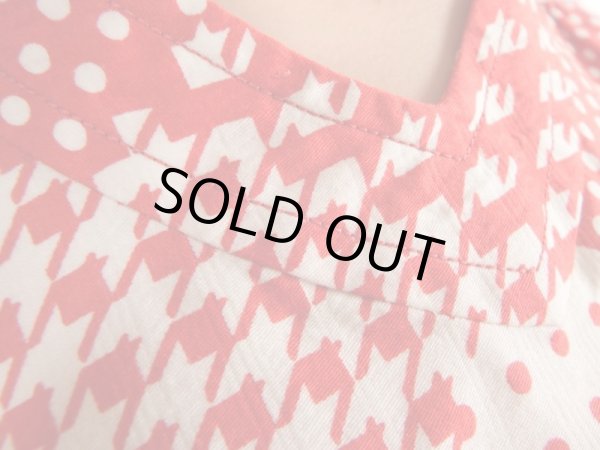 画像9: ★お仕立て品*赤×白幾何学モダンワンピ (9)