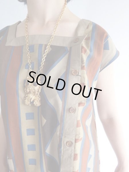 画像6: ★未使用*モダンな大人幾何学コットンワンピ (6)