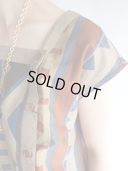 画像7: ★未使用*モダンな大人幾何学コットンワンピ (7)