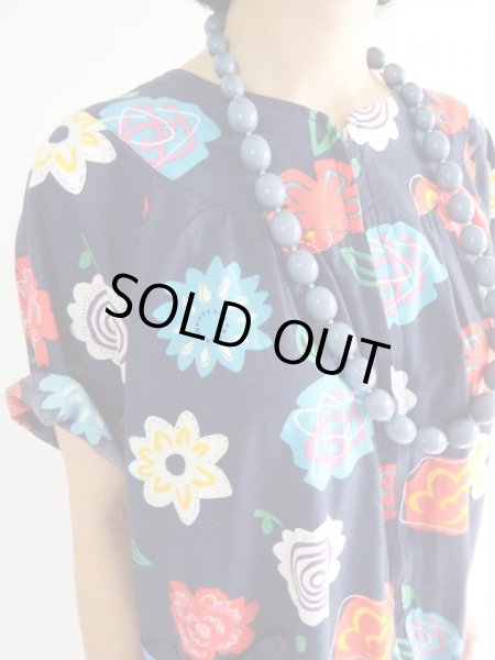 画像5: ★紺地にお花ちゃんのコットンワンピ (5)