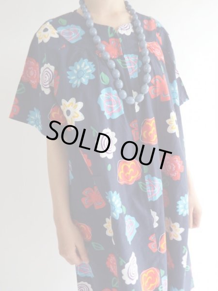 画像7: ★紺地にお花ちゃんのコットンワンピ (7)