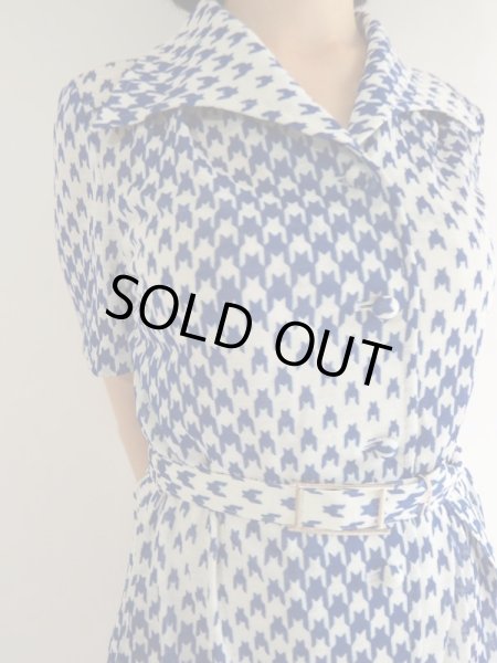 画像4: ★未使用★MICALADY*ブルー×白モダンワンピ (4)