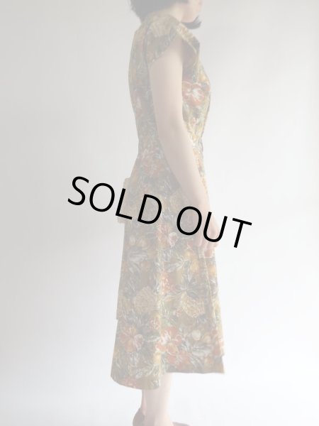 画像3: ★未使用*パイナップルや木の実、お花柄コットンワンピ (3)