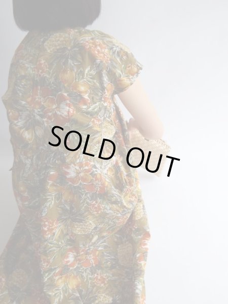 画像2: ★未使用*パイナップルや木の実、お花柄コットンワンピ (2)