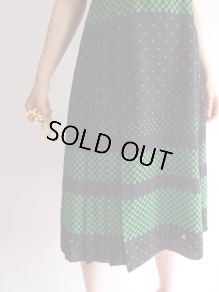 画像7: ★レナウン*黒地に緑の水玉ちゃんワンピ (7)