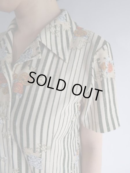 画像6: ★ストライプとお花のレトロワンピ (6)