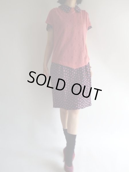 画像2: ★Italy製*紺地にドットと花柄のシルクワンピ (2)