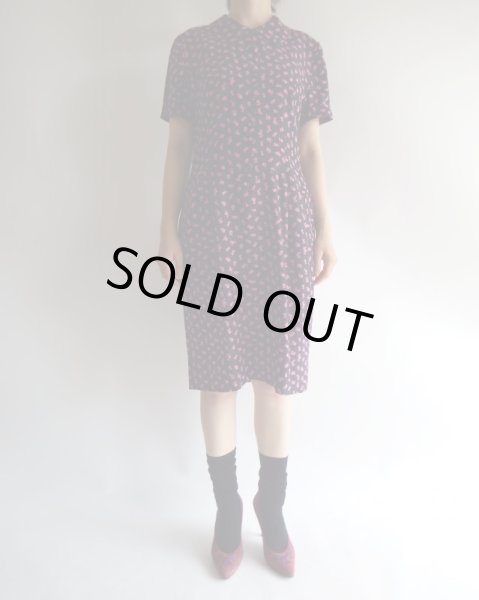 画像3: ★Italy製*紺地にドットと花柄のシルクワンピ (3)