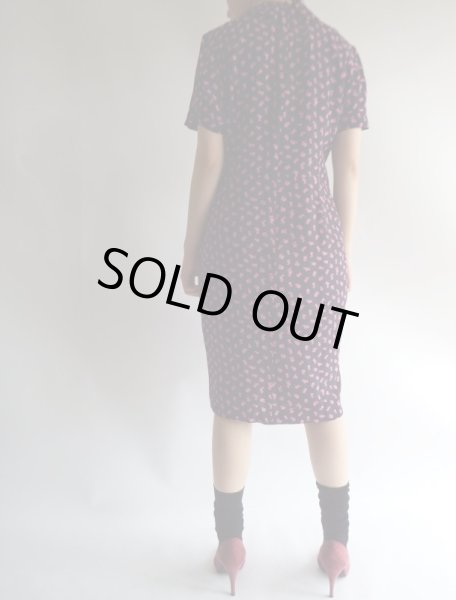 画像5: ★Italy製*紺地にドットと花柄のシルクワンピ (5)