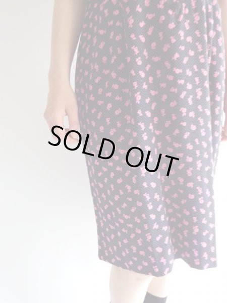 画像9: ★Italy製*紺地にドットと花柄のシルクワンピ (9)