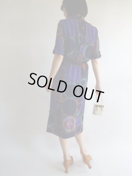 画像5: ★レトロモダンなカッコいい鳥さん柄ワンピ (5)