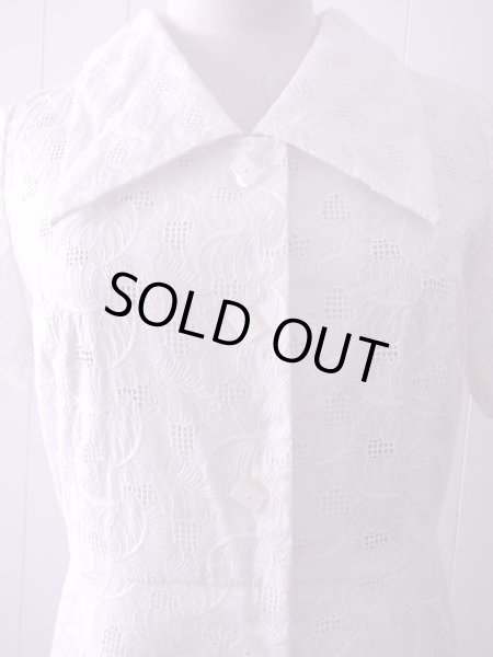 画像6: お仕立て！ホワイト♪葉っぱのレースワンピース (6)