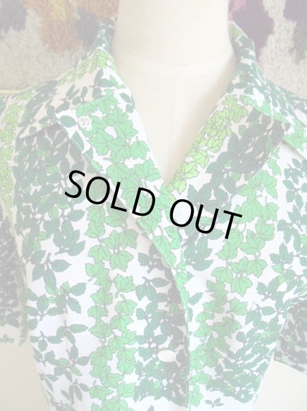 画像3: 白地に緑の葉っぱ柄ワンピ (3)