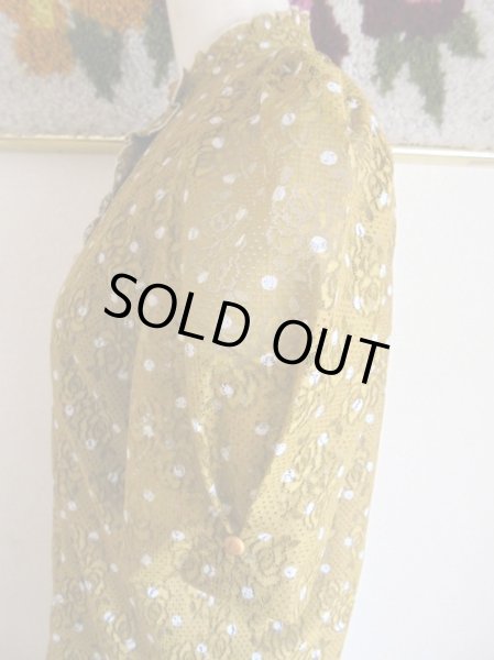 画像8: お花のレース生地*山吹色の水玉ワンピ (8)