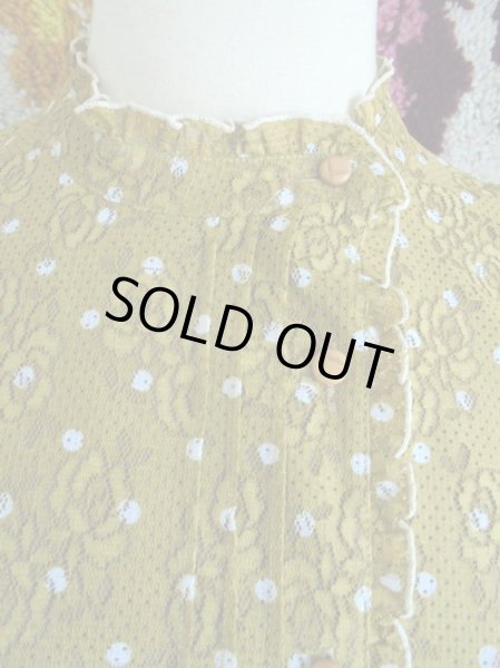 画像3: お花のレース生地*山吹色の水玉ワンピ (3)