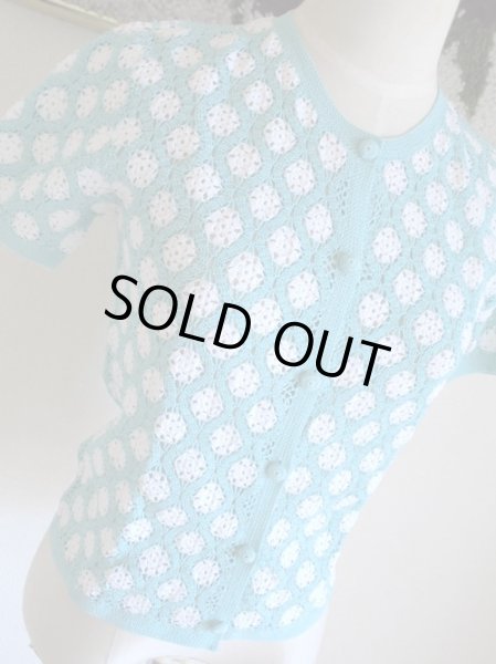 画像2: 超美品*パステルグリーンのレースカーディガン (2)